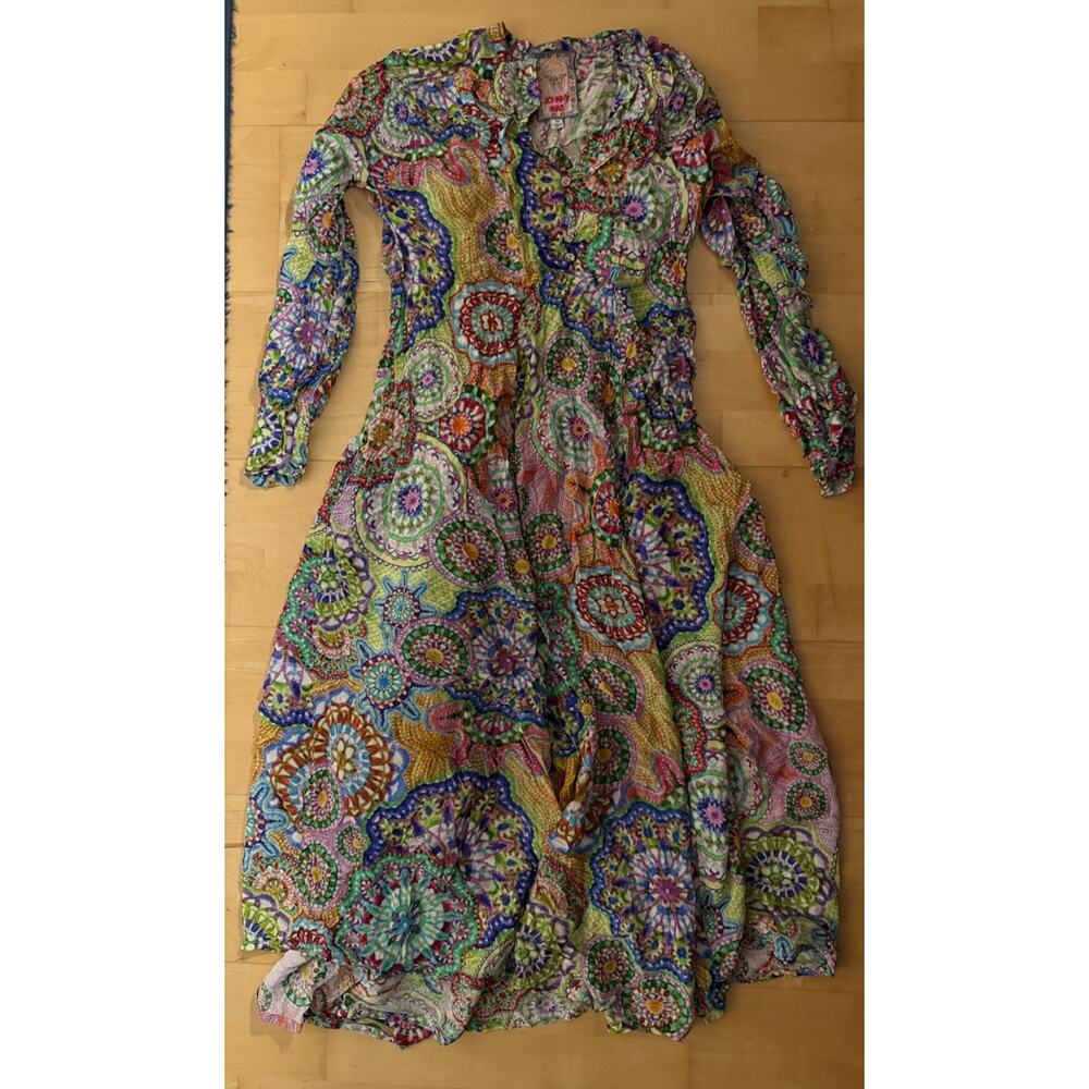 Johnny Was KIONAH DRESS Funky Print Maxi Silk Dress XS - Picture 5 of 7